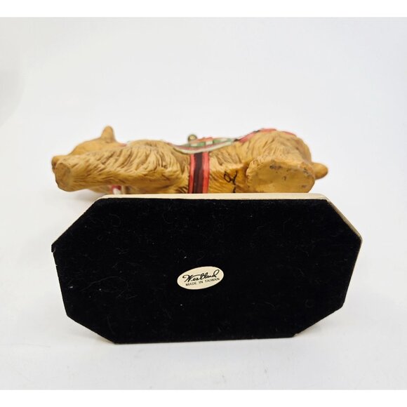 Vintage Hand-Painted Bear Carousel Figurine By Vanmark sturdy Brass Base, Velve - Picture 6 of 8